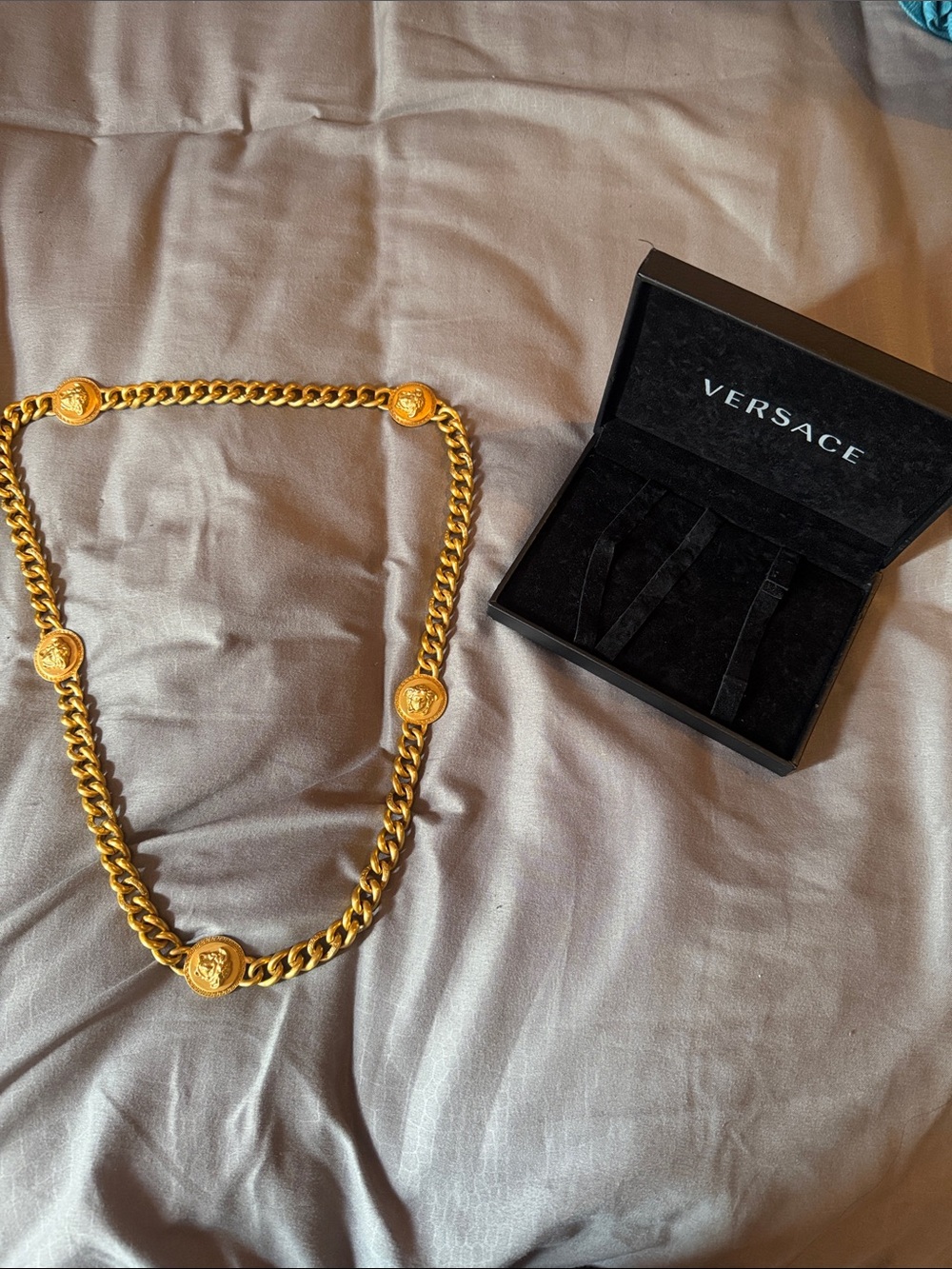 Versace Gold-Tone Medallion Curb Chain Necklace